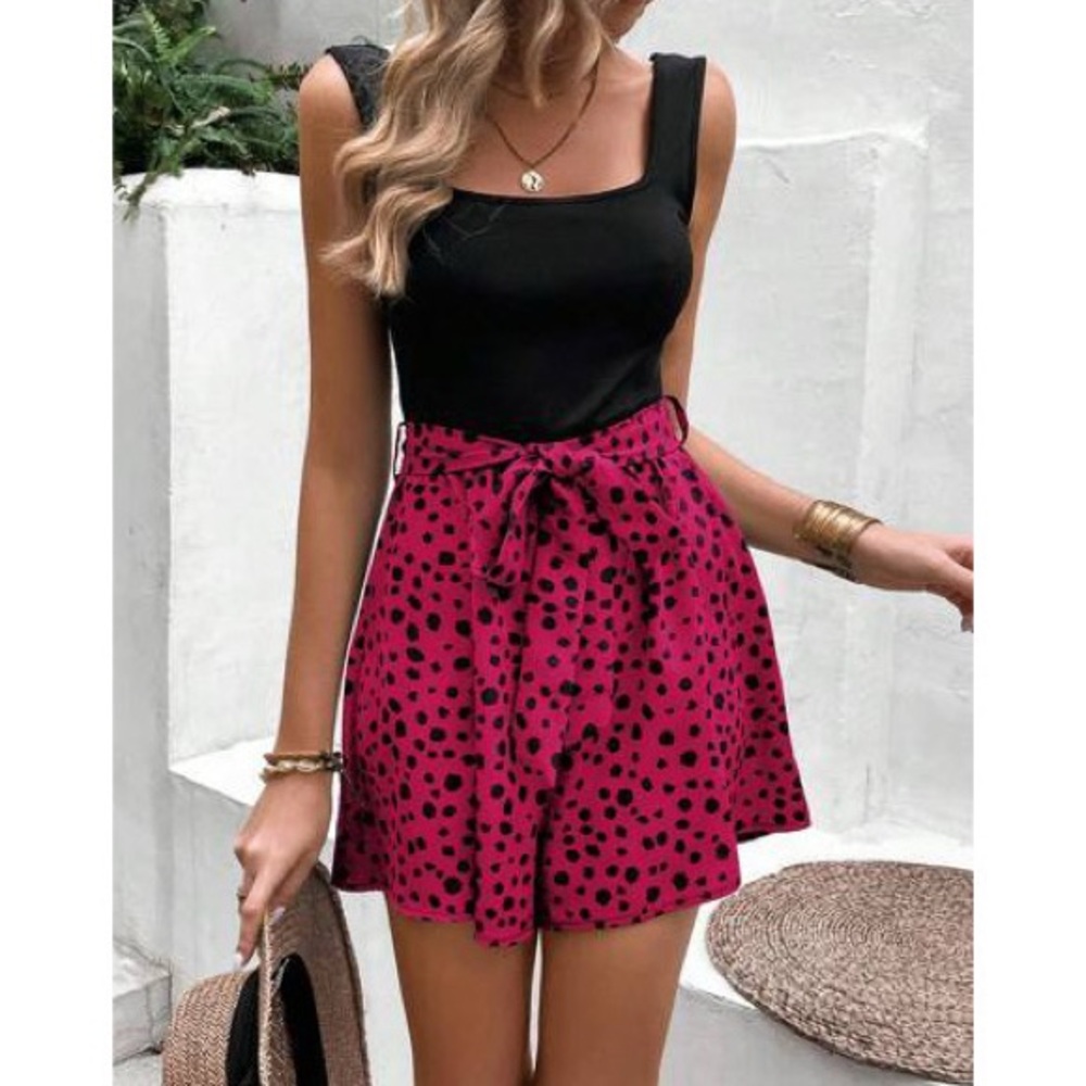 SHEIN Curve Dot Print Tank Romper